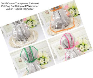 Girl12Queen Transparent Raincoat Pet Dog Cat Rainproof Waterproof Jacket Hooded Rainwear