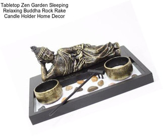 Tabletop Zen Garden Sleeping Relaxing Buddha Rock Rake Candle Holder Home Decor
