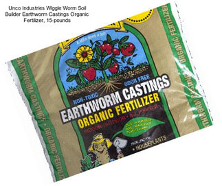 Unco Industries Wiggle Worm Soil Builder Earthworm Castings Organic Fertilizer, 15-pounds