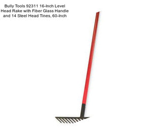 Bully Tools 92311 16-Inch Level Head Rake with Fiber Glass Handle and 14 Steel Head Tines, 60-Inch