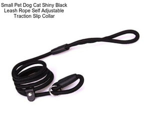 Small Pet Dog Cat Shiny Black Leash Rope Self Adjustable Traction Slip Collar