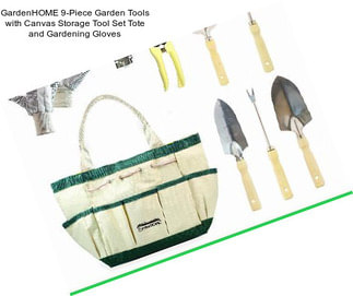 GardenHOME 9-Piece Garden Tools with Canvas Storage Tool Set Tote and Gardening Gloves