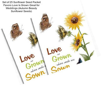 Set of 25 Sunflower Seed Packet Favors \