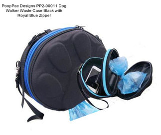 PoopPac Designs PP2-00011 Dog Walker Waste Case Black with Royal Blue Zipper