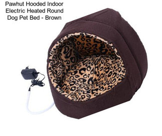 Pawhut Hooded Indoor Electric Heated Round Dog Pet Bed - Brown