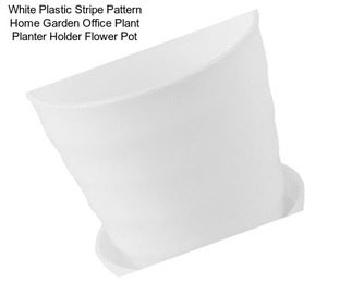 White Plastic Stripe Pattern Home Garden Office Plant Planter Holder Flower Pot