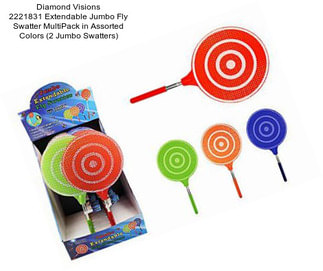 Diamond Visions 2221831 Extendable Jumbo Fly Swatter MultiPack in Assorted Colors (2 Jumbo Swatters)