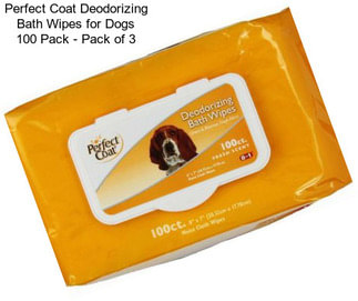 Perfect Coat Deodorizing Bath Wipes for Dogs 100 Pack - Pack of 3