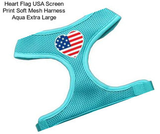 Heart Flag USA Screen Print Soft Mesh Harness Aqua Extra Large