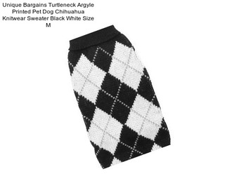 Unique Bargains Turtleneck Argyle Printed Pet Dog Chihuahua Knitwear Sweater Black White Size M