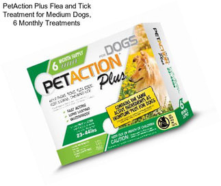 PetAction Plus Flea and Tick Treatment for Medium Dogs, 6 Monthly Treatments