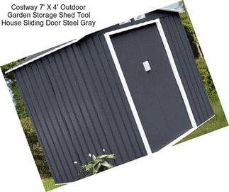 Costway 7\' X 4\' Outdoor Garden Storage Shed Tool House Sliding Door Steel Gray