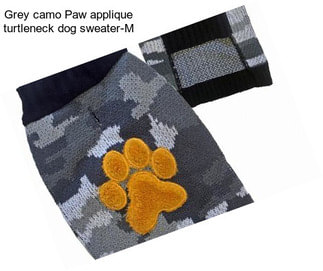 Grey camo Paw applique turtleneck dog sweater-M