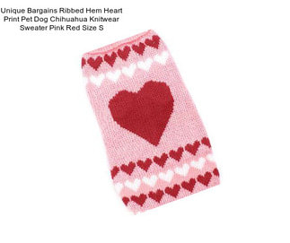 Unique Bargains Ribbed Hem Heart Print Pet Dog Chihuahua Knitwear Sweater Pink Red Size S