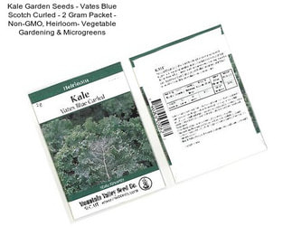 Kale Garden Seeds - Vates Blue Scotch Curled - 2 Gram Packet - Non-GMO, Heirloom- Vegetable Gardening & Microgreens