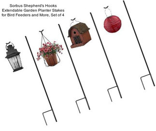 Sorbus Shepherd\'s Hooks Extendable Garden Planter Stakes for Bird Feeders and More, Set of 4