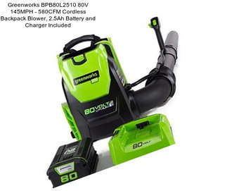 Greenworks BPB80L2510 80V 145MPH - 580CFM Cordless Backpack Blower, 2.5Ah Battery and Charger Included