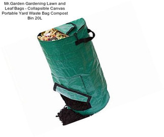 Mr.Garden Gardening Lawn and Leaf Bags - Collapsible Canvas Portable Yard Waste Bag Compost Bin 20L