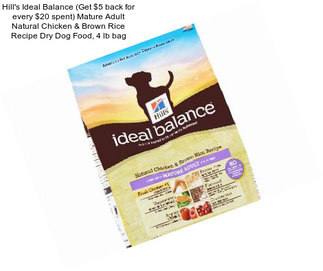 Hill\'s Ideal Balance (Get $5 back for every $20 spent) Mature Adult Natural Chicken & Brown Rice Recipe Dry Dog Food, 4 lb bag