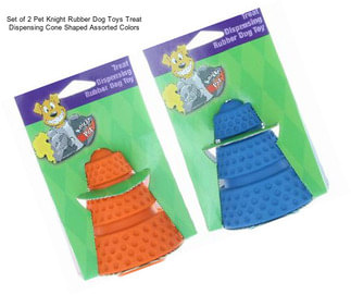 Set of 2 Pet Knight Rubber Dog Toys Treat Dispensing Cone Shaped Assorted Colors