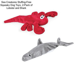 Sea Creatures Stuffing-Free Squeaky Dog Toys, 2-Pack of Lobster and Shark