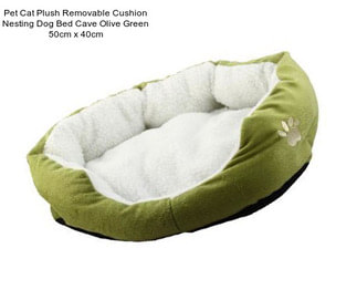 Pet Cat Plush Removable Cushion Nesting Dog Bed Cave Olive Green 50cm x 40cm