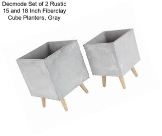 Decmode Set of 2 Rustic 15 and 18 Inch Fiberclay Cube Planters, Gray