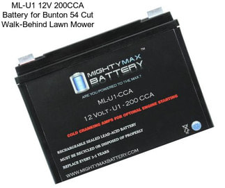 ML-U1 12V 200CCA Battery for Bunton 54 Cut Walk-Behind Lawn Mower