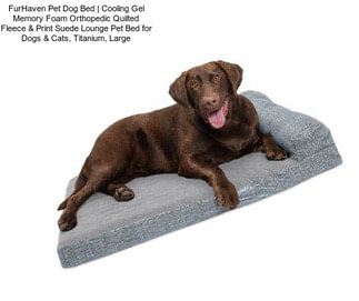 FurHaven Pet Dog Bed | Cooling Gel Memory Foam Orthopedic Quilted Fleece & Print Suede Lounge Pet Bed for Dogs & Cats, Titanium, Large