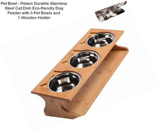 Pet Bowl - Petacc Durable Stainless Steel Cat Dish Eco-friendly Dog Feeder with 3 Pet Bowls and 1 Wooden Holder