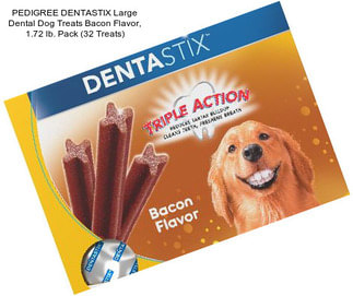 PEDIGREE DENTASTIX Large Dental Dog Treats Bacon Flavor, 1.72 lb. Pack (32 Treats)