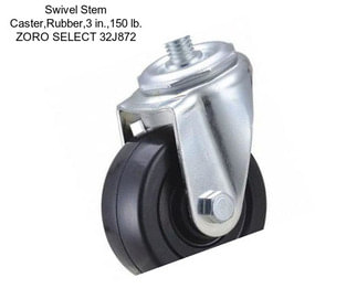 Swivel Stem Caster,Rubber,3 in.,150 lb. ZORO SELECT 32J872