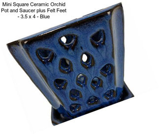Mini Square Ceramic Orchid Pot and Saucer plus Felt Feet - 3.5\