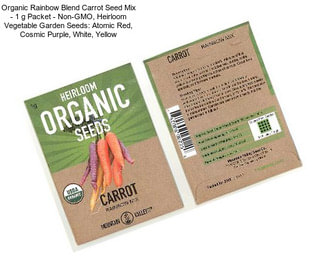 Organic Rainbow Blend Carrot Seed Mix - 1 g Packet - Non-GMO, Heirloom Vegetable Garden Seeds: Atomic Red, Cosmic Purple, White, Yellow