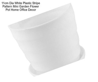 11cm Dia White Plastic Stripe Pattern Mini Garden Flower Pot Home Office Decor