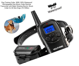 Dog Training Collar, 900ft 100% Waterproof Rechargeable Dog Shock Collar Remote Transmitter with Beep Vibrating Electric Shock Collar for All Size Dogs (10-100lbs)