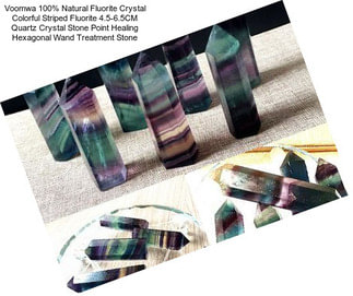 Voomwa 100% Natural Fluorite Crystal Colorful Striped Fluorite 4.5-6.5CM Quartz Crystal Stone Point Healing Hexagonal Wand Treatment Stone