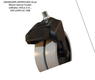 GRAINGER APPROVED Dual Wheel Swivel Caster w/Brake,150Lb,4 In., 405-2XPU-61-WB