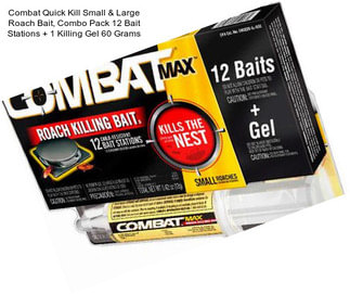 Combat Quick Kill Small & Large Roach Bait, Combo Pack 12 Bait Stations + 1 Killing Gel 60 Grams