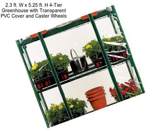 2.3 ft. W x 5.25 ft. H 4-Tier Greenhouse with Transparent PVC Cover and Caster Wheels