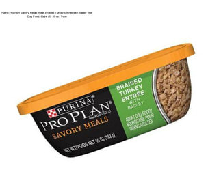 Purina Pro Plan Savory Meals Adult Braised Turkey Entree with Barley Wet Dog Food, Eight (8) 10 oz. Tubs