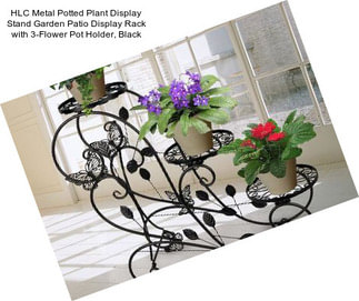 HLC Metal Potted Plant Display Stand Garden Patio Display Rack with 3-Flower Pot Holder, Black