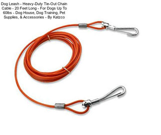 Dog Leash - Heavy-Duty Tie-Out Chain Cable - 20 Feet Long - For Dogs Up To 60lbs - Dog House, Dog Training, Pet Supplies, & Accessories - By Katzco