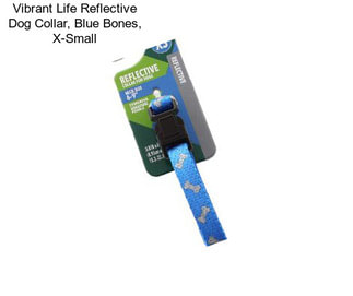 Vibrant Life Reflective Dog Collar, Blue Bones, X-Small