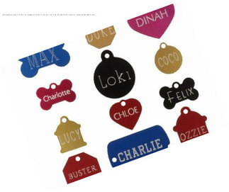 Custom Engraved Pet ID Tags For Your Dog Or Cat, Personalized Front And Back, Up To Four Lines Of Text Per Side, Many Shapes And Colors To Choose From, Small And Large Sizes Suitable For All Pets!