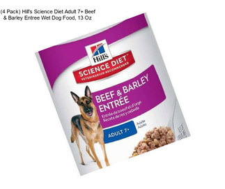 (4 Pack) Hill\'s Science Diet Adult 7+ Beef & Barley Entree Wet Dog Food, 13 Oz