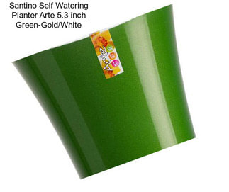 Santino Self Watering Planter Arte 5.3 inch Green-Gold/White