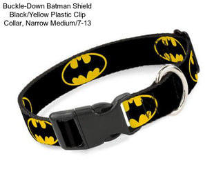 Buckle-Down Batman Shield Black/Yellow Plastic Clip Collar, Narrow Medium/7-13\