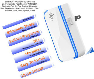 2018 MOST POWERFUL Ultrasonic Electromagnetic Pest Repeller WITH LED - Electronic Plug -In Pest Control Ultrasonic - Best Repellent for Cockroach, Rodents, Flies, Roaches, Ants, Mice,Spiders, Fleas