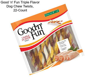 Good ‘n\' Fun Triple Flavor Dog Chew Twists, 22-Count